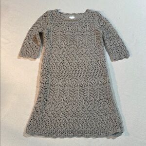 Cat & Jack Gray 3/4 Bell Sleeve Sparkling Sweater Dress Glitters, lined, EUC